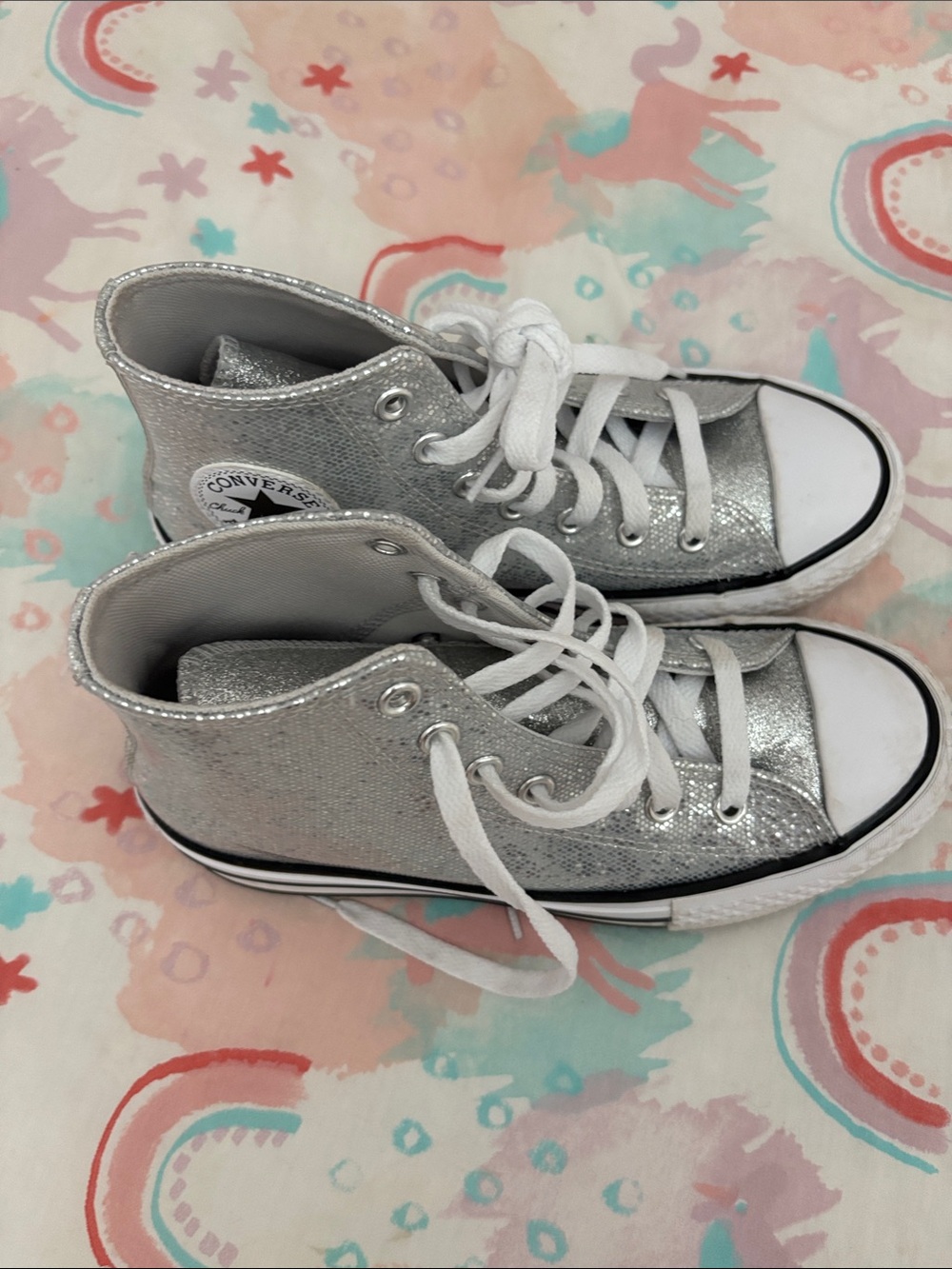 Converse Kids Silver Glitter High-Top Sneakers